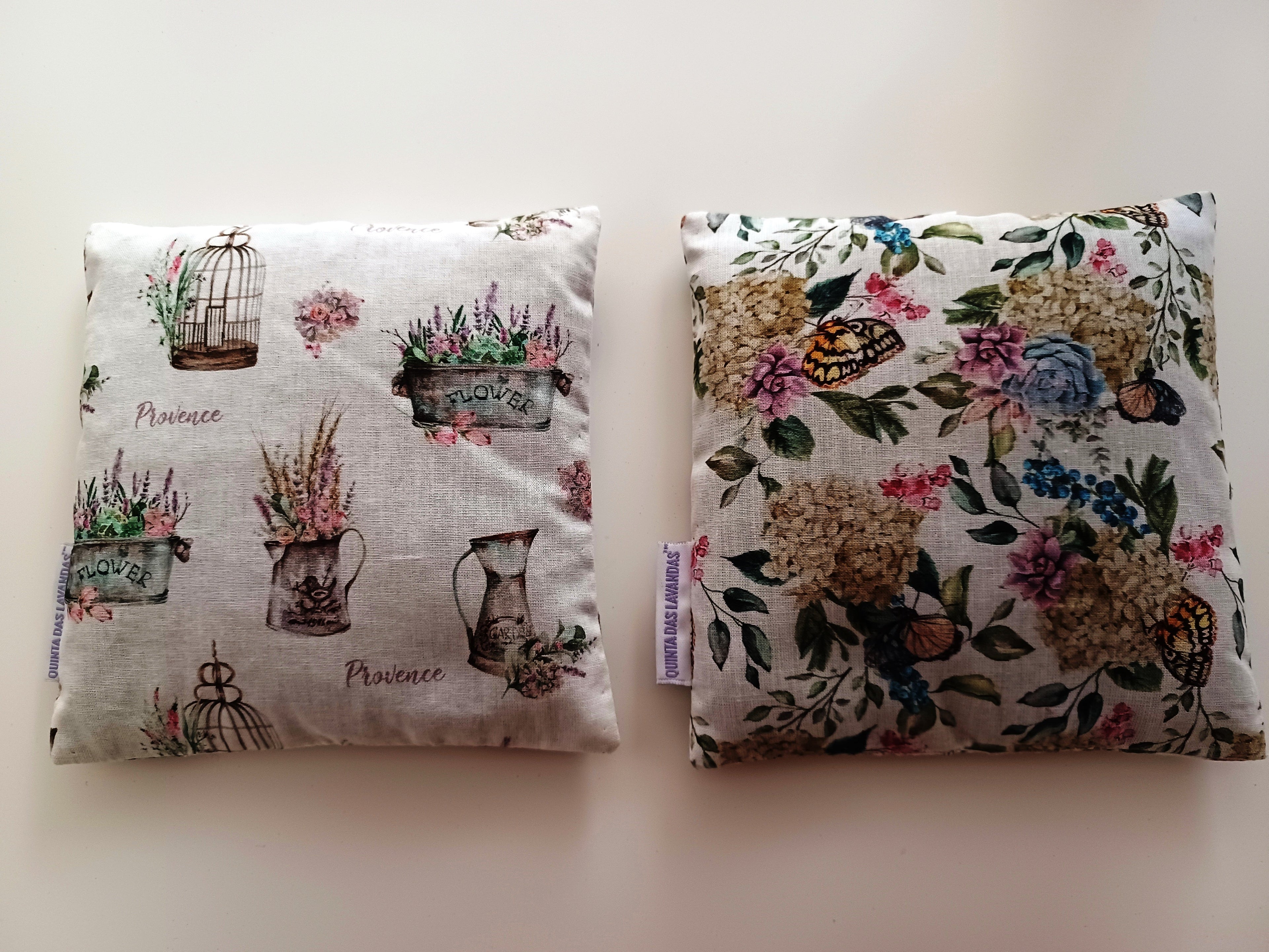 Coussin 15X15 - Cesto lavandas/Flores e borboletas